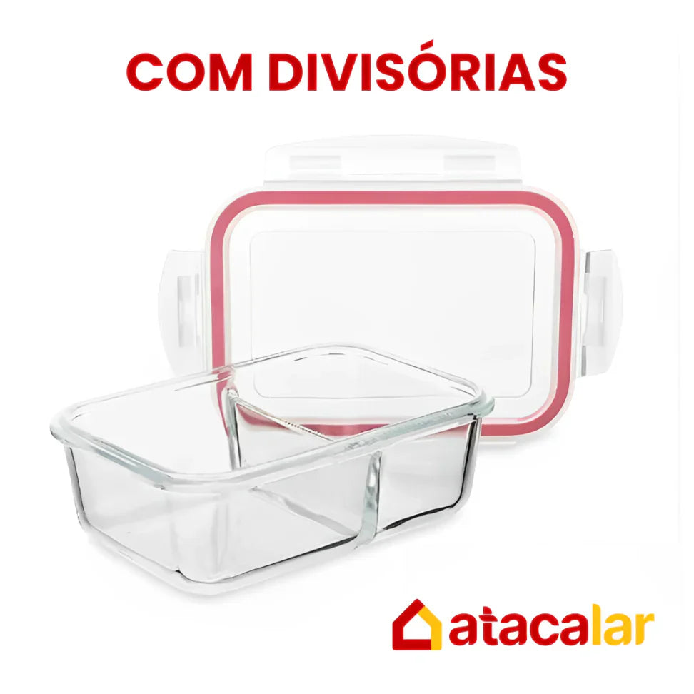 Kit com 15 Potes Herméticos de Vidro + 10 Copos de Vidro Aruba de Brinde