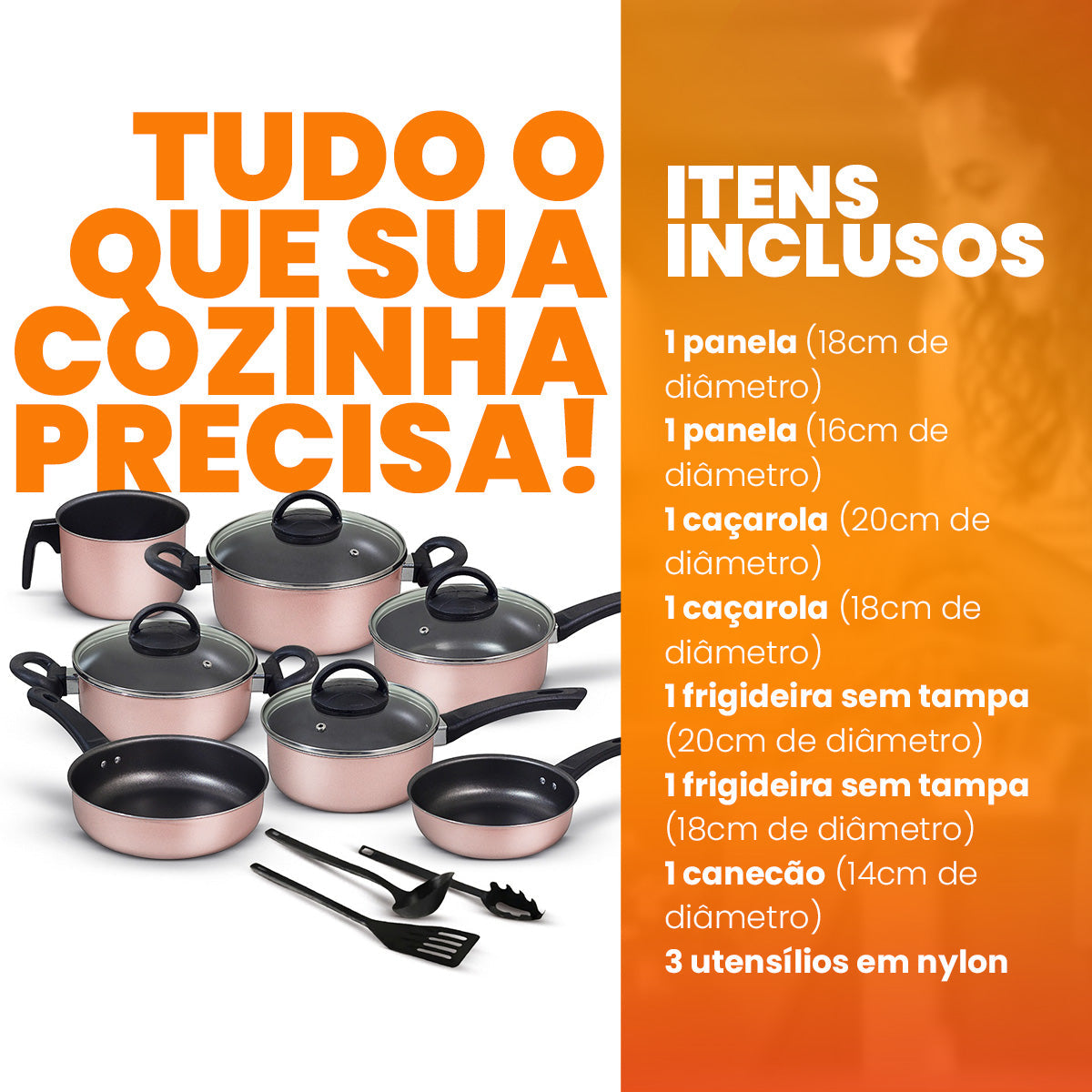 Jogo de Panelas Antiaderente 10 Peças