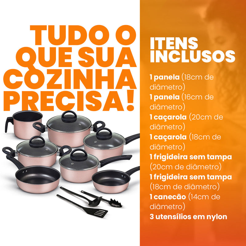 Jogo de Panelas Antiaderente 10 Peças