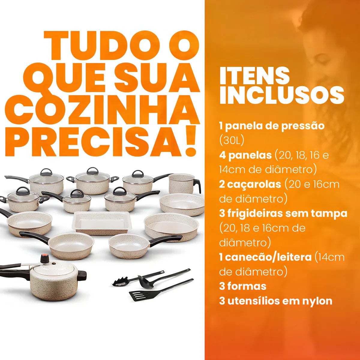 Conjunto de Panelas Imperial 17 Peças Antiaderente