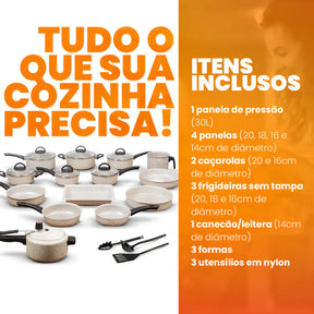 Conjunto de Panelas Imperial 17 Peças Antiaderente