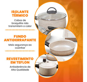 Conjunto de Panelas Imperial 17 Peças Antiaderente