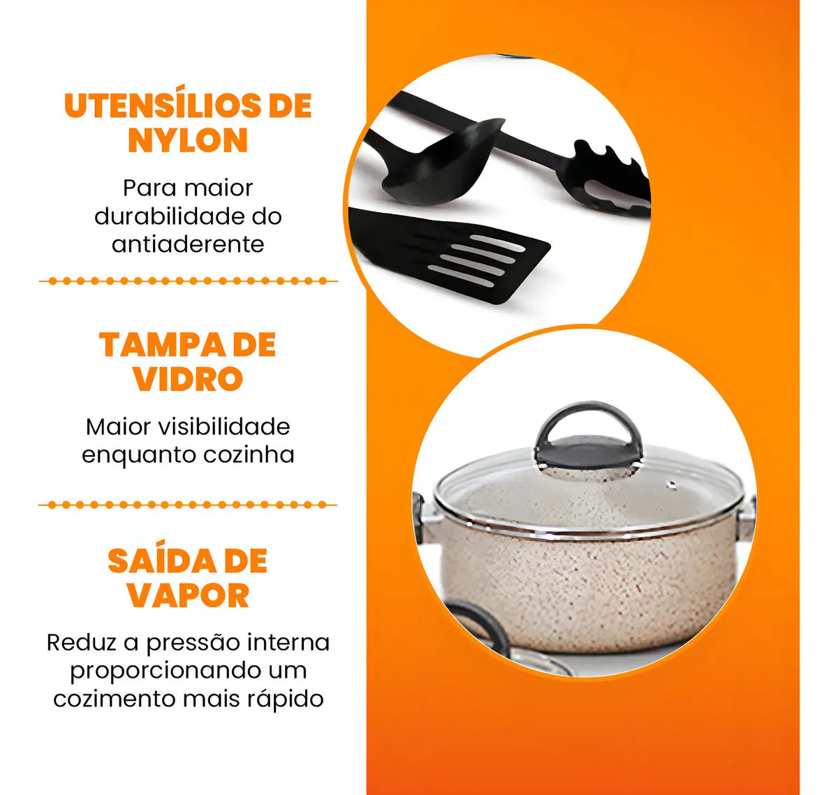 Conjunto de Panelas Imperial 17 Peças Antiaderente