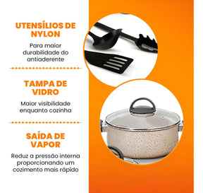 Conjunto de Panelas Imperial 17 Peças Antiaderente