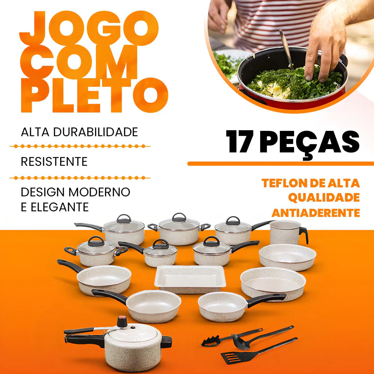 Conjunto de Panelas Imperial 17 Peças Antiaderente