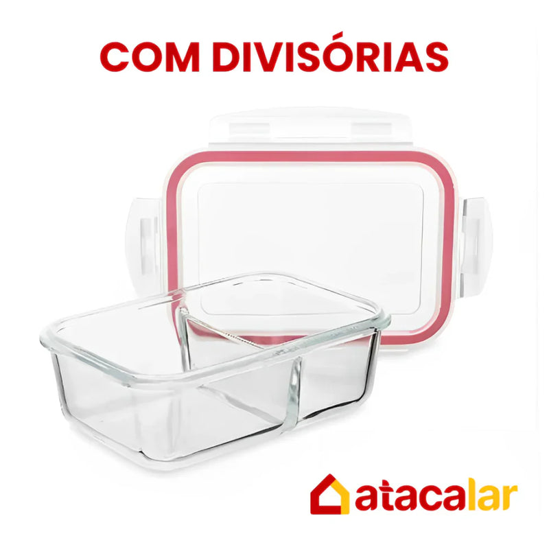 Kit com 15 Potes Herméticos de Vidro + 10 Copos de Vidro Aruba de Brinde