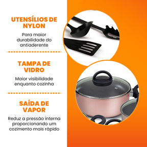 Jogo de Panelas Antiaderente 10 Peças